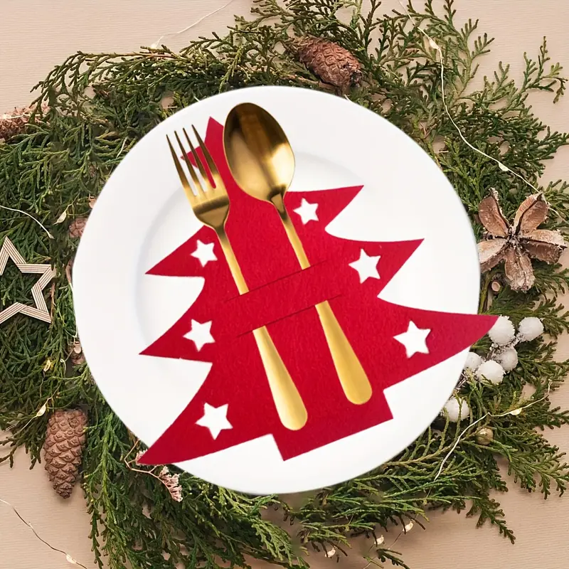 Christmas Tree Felt Knife And Fork Set